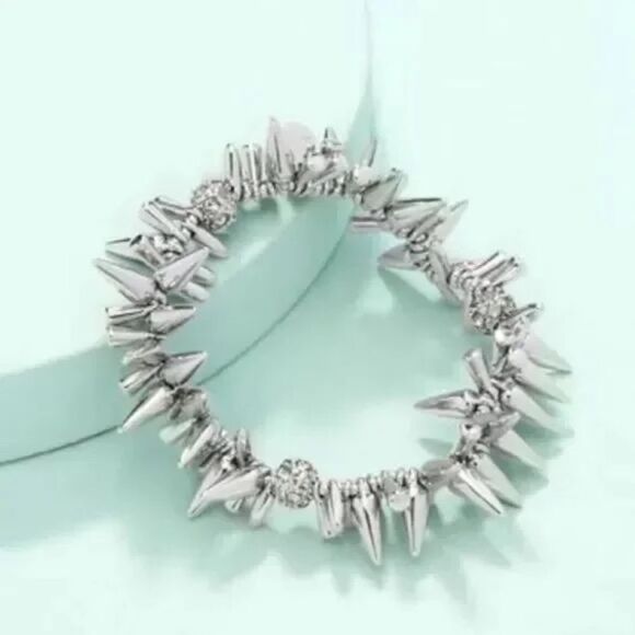 stella & dot ~ renegade cluster bracelet silver ~ edgy spikes - Picture 5 of 5